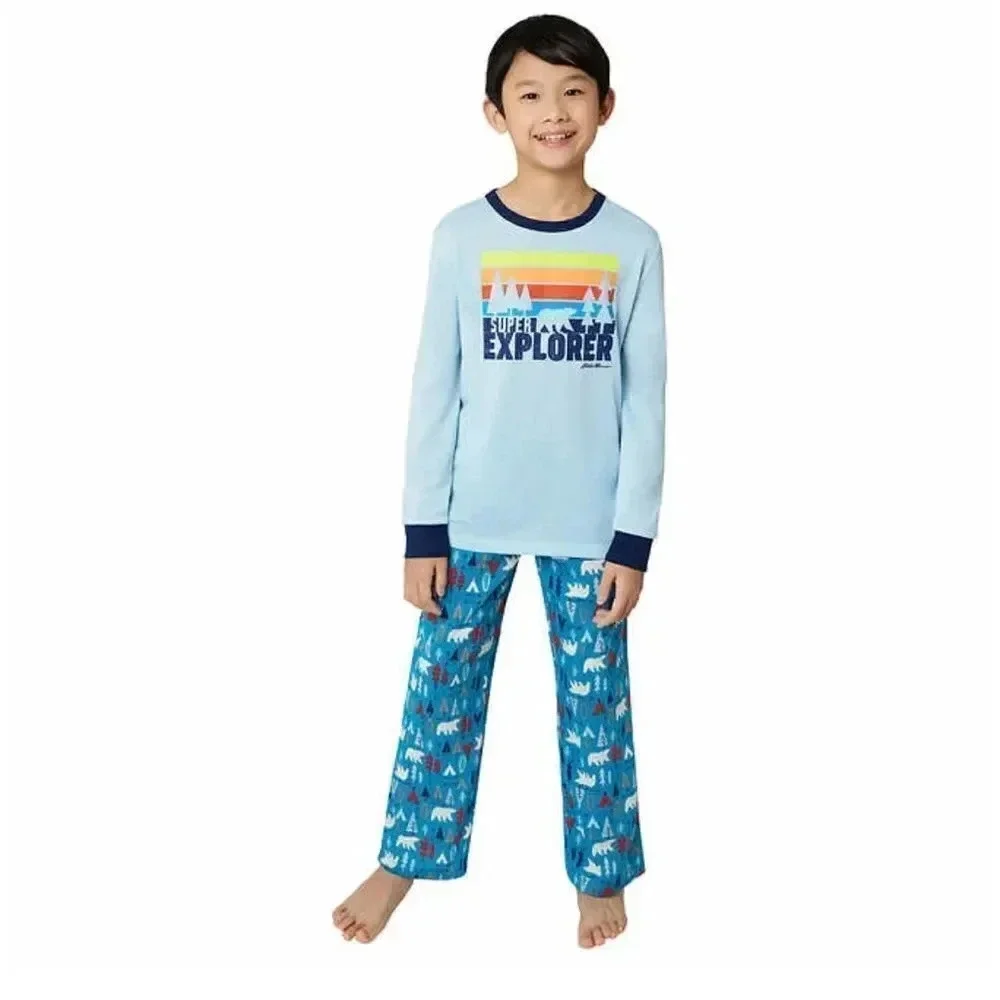 #3 Eddie Bauer Youth 3-piece Robe & Matching Pajamas Set Size Medium 10/12 Boys